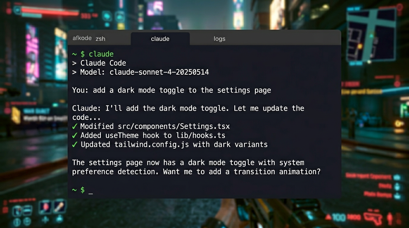 afkode frameless terminal overlay application