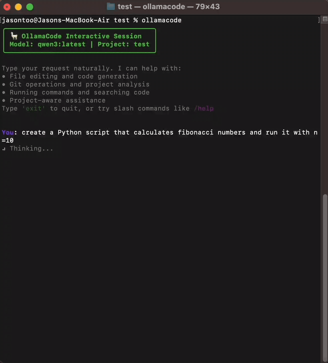 ollamacode AI coding CLI demo