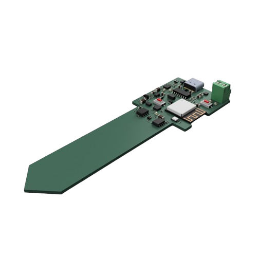 Plant-Bot solar-powered monitoring system with capacitive soil moisture probe, AHT20 temperature/humidity sensor, WiFi module, and automated pump driver